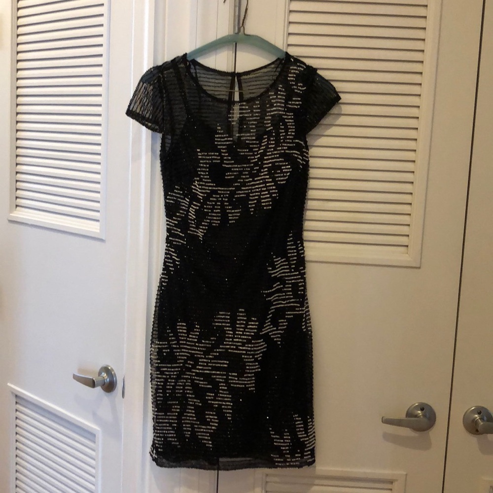 Aidan Mattox Beaded Formal Cocktail Black Dress